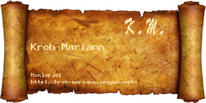 Kroh Mariann névjegykártya
